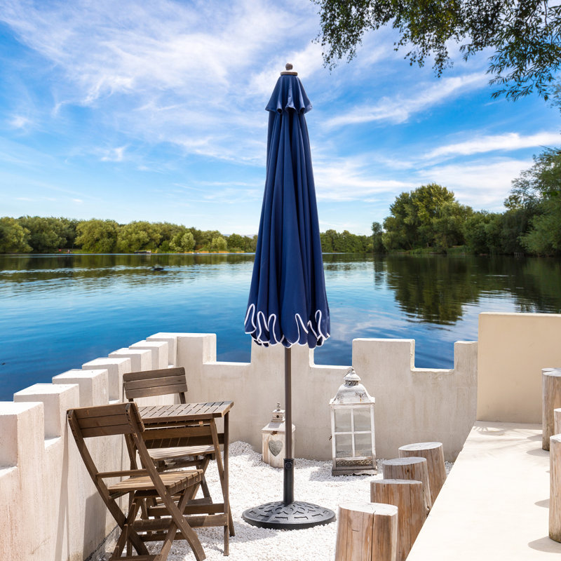 Parasol Adahir 108 avec contrepoids inclus, Marine, Brun