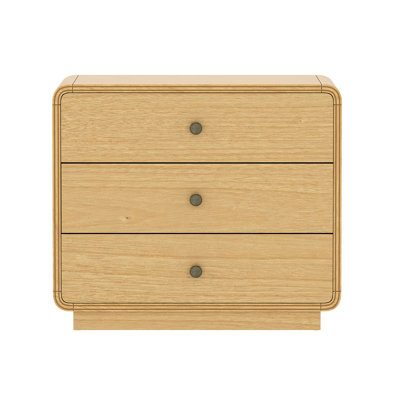 Liora 28" Contemporary 3-Drawer Rubberwood Nightstand in Natural