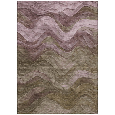 5' X 8' Taupe Abstract Washable Indoor Outdoor Area Rug