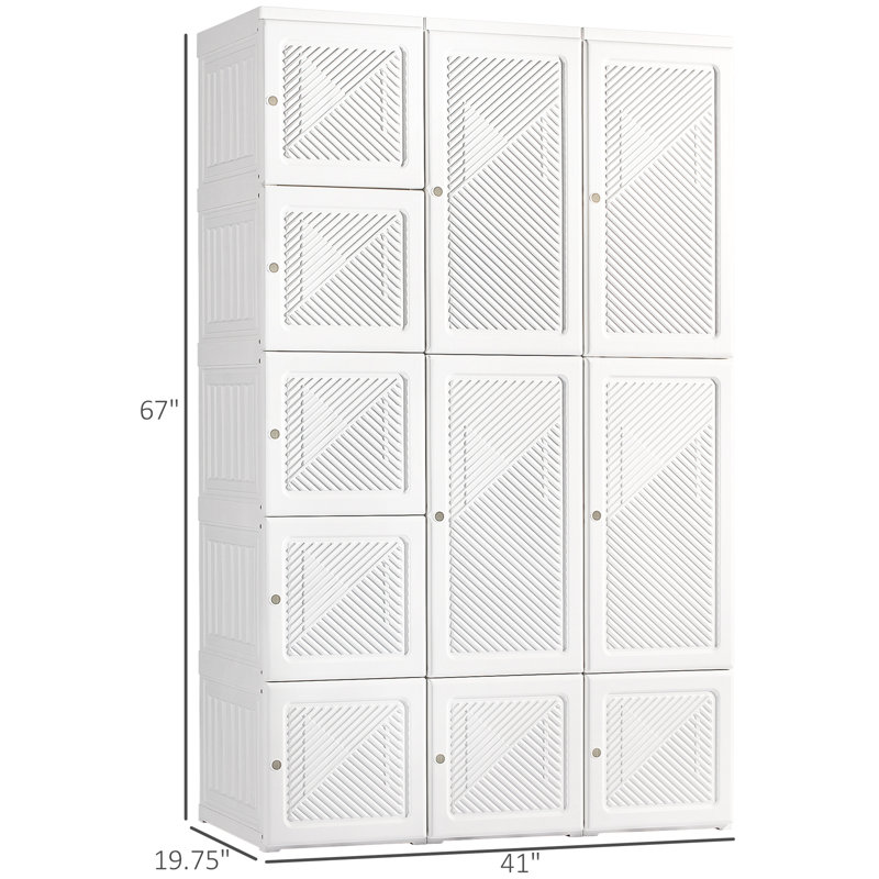 White Modular Portable Wardrobe Closet with Cube Compartments