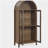 Arched storage cabinet with lights, modern retro style wooden storage cabinet with adjustable glass shelves, suitable for a multi-functional storage cabinet in the kitchen - brown-2110696912