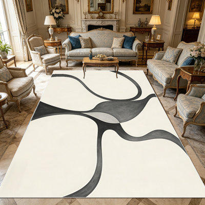 Tapis à motif abstrait neutre ondulé 1pc pour salon, doux, toutes saisons, facile à entretenir, lavable, adapté pour la salle à manger, la chambre à coucher, le bureau personnel, l'entrée, la cuisine, le balcon, la décoration intérieure et extérieure.