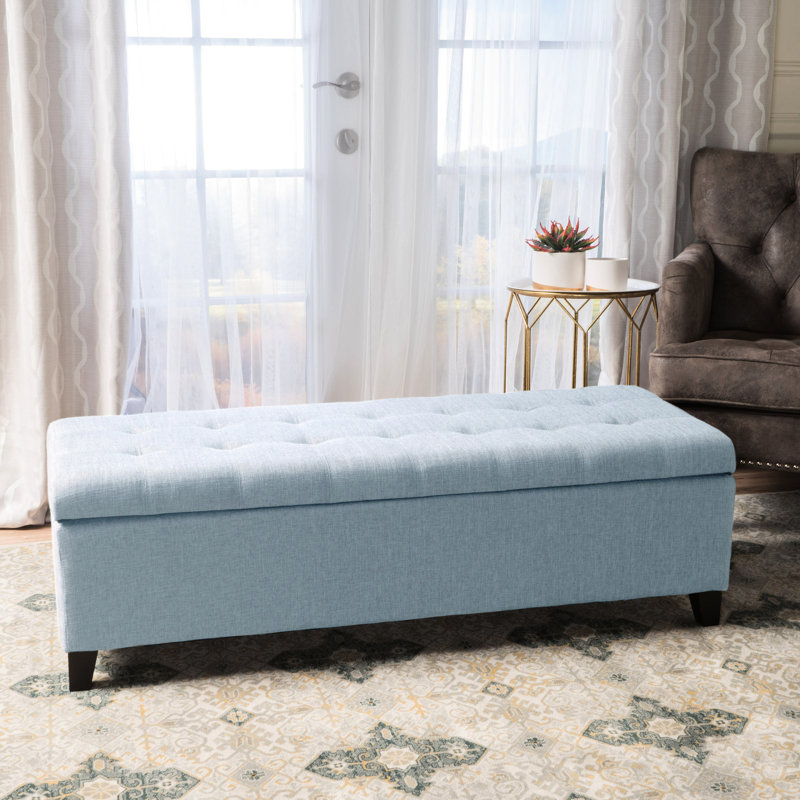 Avec capitonnage et espace caché - banc de rangement en tissu de H 16,05 po x l 49,31 po x P 19,79 po