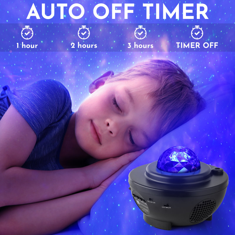 Black LED Star Night Light Projector with Bluetooth Speaker