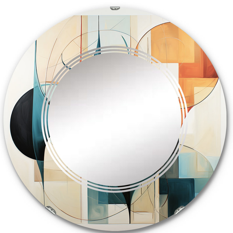 Carnduff - Miroir mural Mid-Century rond, 24 po x 24 po