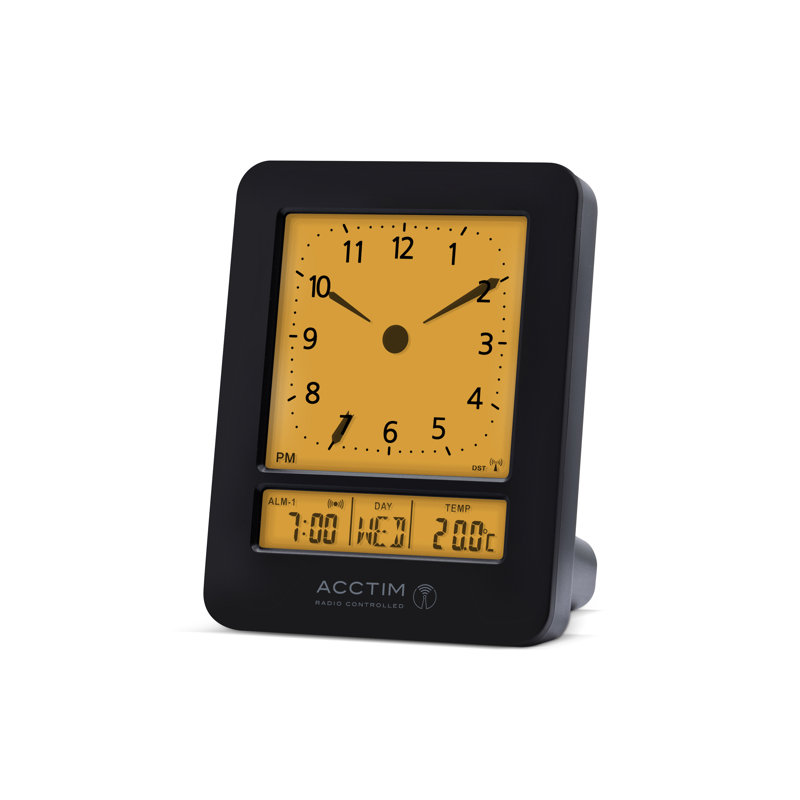Acctim Sinclair Digital Alarm Clock Radio Controlled Dual Couples Crescendo Alarm Date & Temperature Display Black