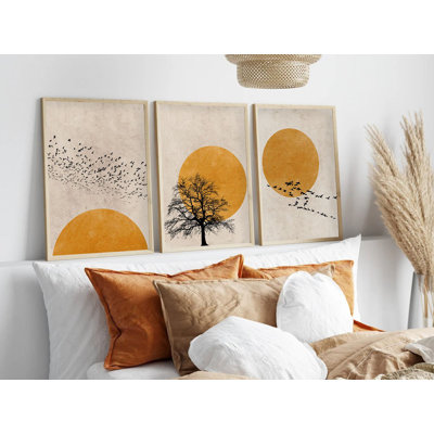 Élégantes peintures décoratives en panneau de fibres à densité moyenne (3 pièces), 13,8 x 19,7 pouces | 100% panneau de fibres à densité moyenne avec une épaisseur de 3 mm, cadres en bois massif avec une épaisseur de 1,0 pouce | Parfait pour le salon, la chambre à coucher et le bureau, design élégant et moderne