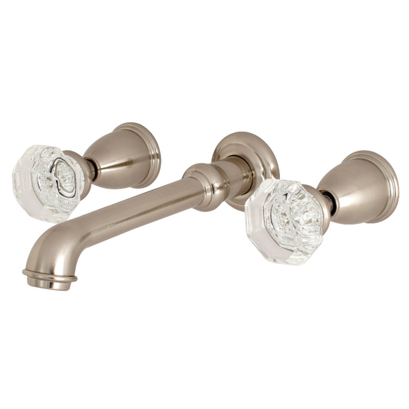 Robinet de baignoire romaine à 3 poignées à fixation murale 3 trous Kingston Brass, Nickel brossé