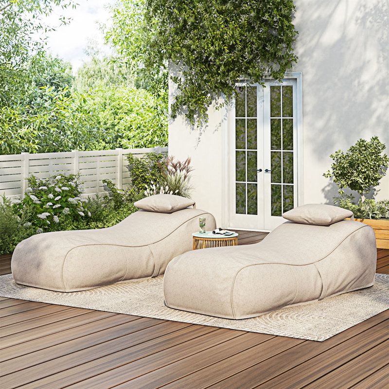 Fauteuil à billes d'extérieur, ensemble de 2, Beige