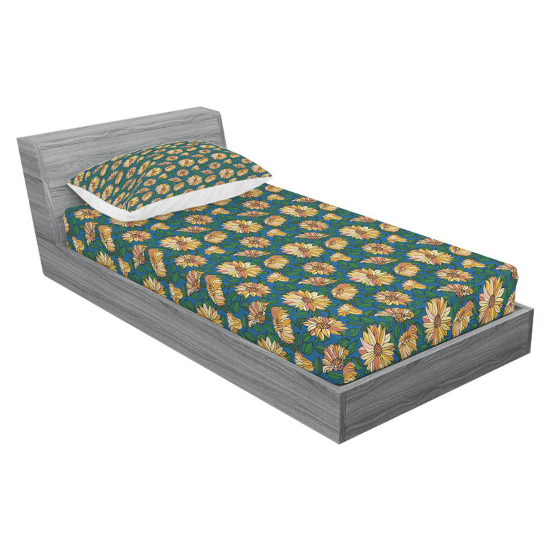 Drap-housse en microfibre Ambesonne, Drap-housse pour lit simple TG avec 1 taie d'oreil