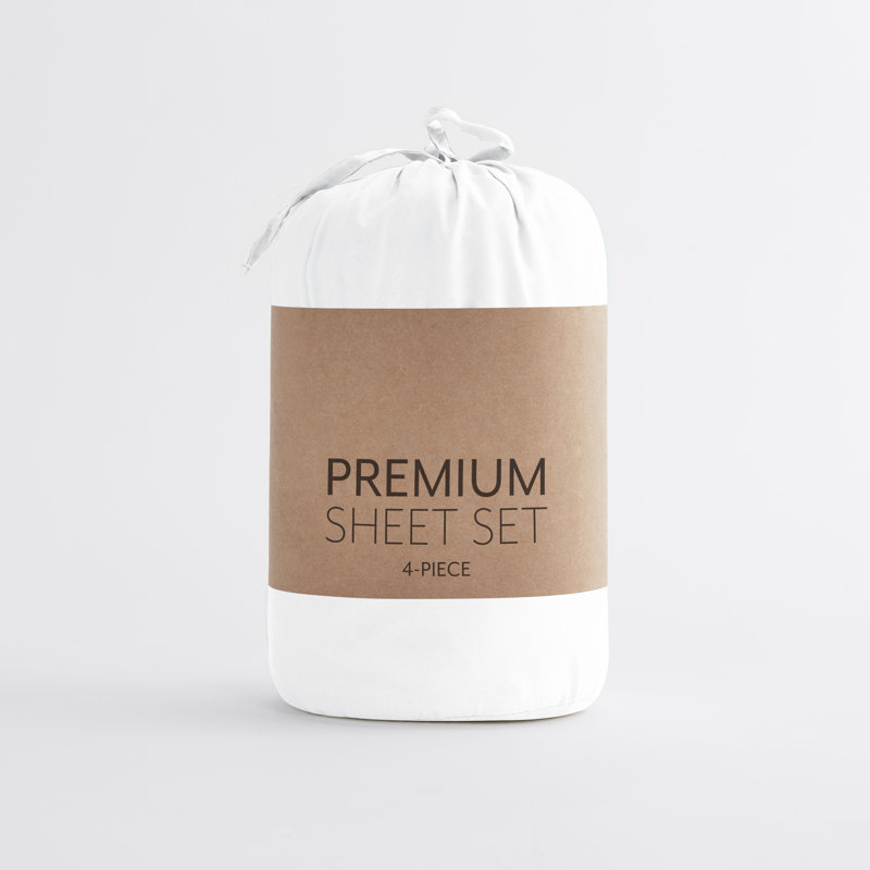 Becky Cameron 1800 Series Double-Brushed Microfiber 4 Piece Sheet Set, Full Sheet Set + Fitted Sheet + 2 Pillowcases, White