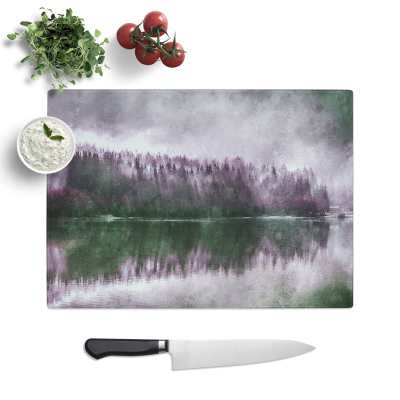 Tempered Glass Fog over Forest in Italy Chopping Board, 28.5 cm x 39 cm