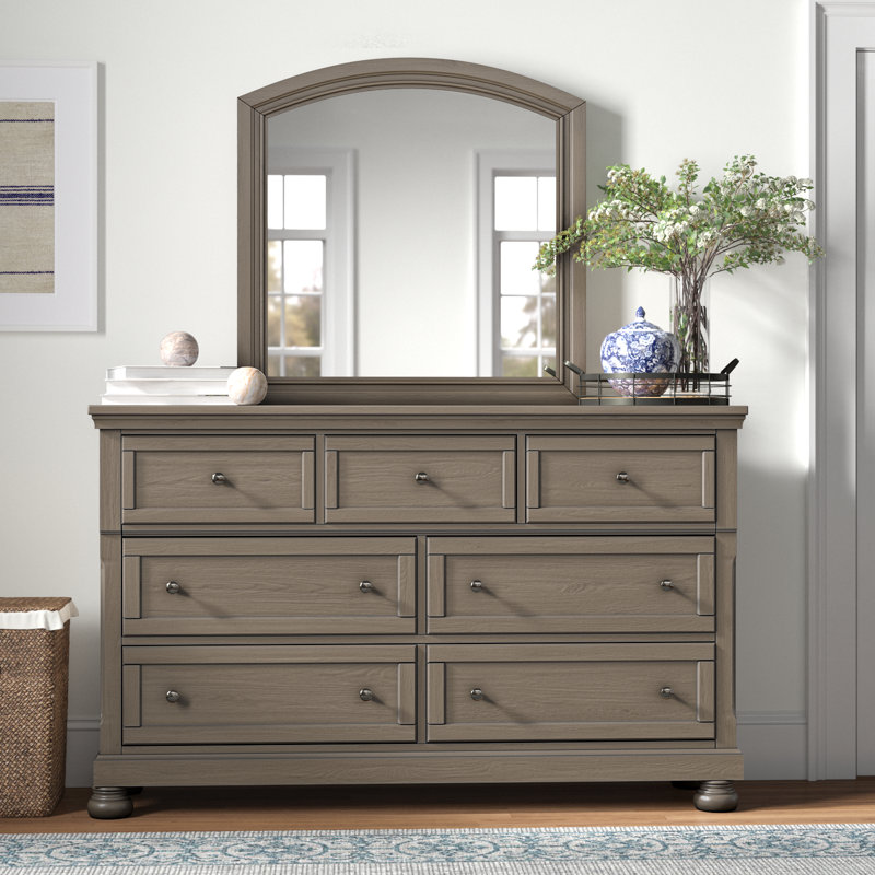 Commode double 7 tiroirs avec miroir Austinburg