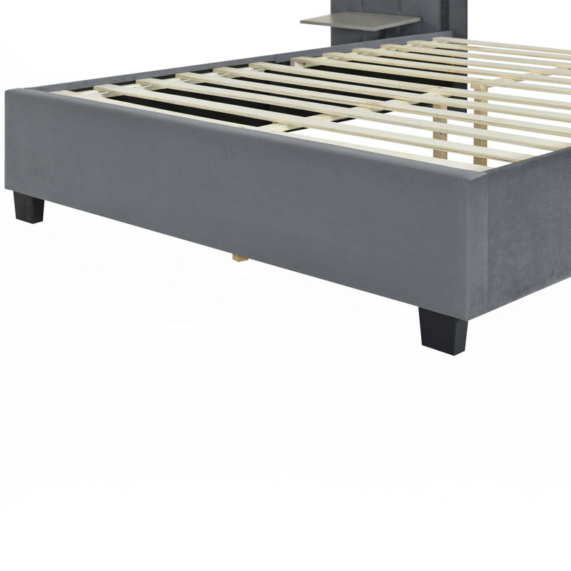 Upholstered Platform Bed with Big Headboard