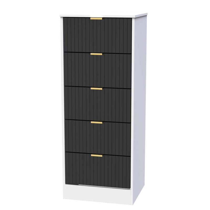 Barriner Bedside Table, Deep Black/White Matt