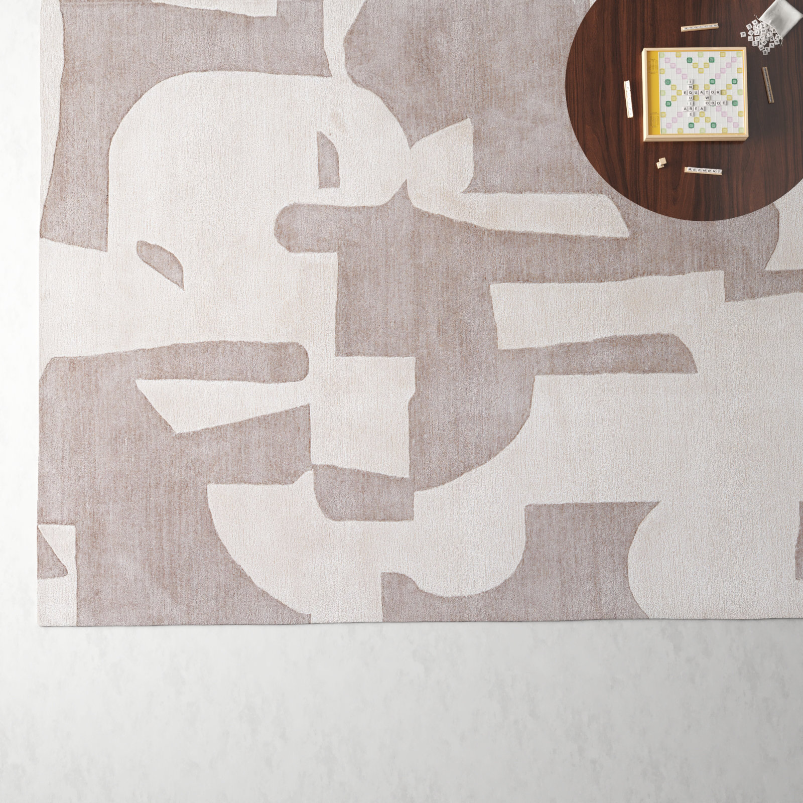 Taupe Cream Hand-Woven Abstract Rug, Rectangle 10' x 14'