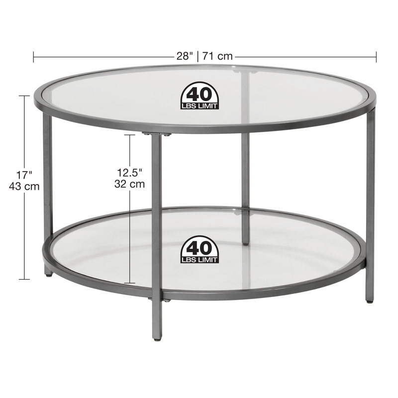 Lisabelle Glass Top Single Coffee Table, Pewter