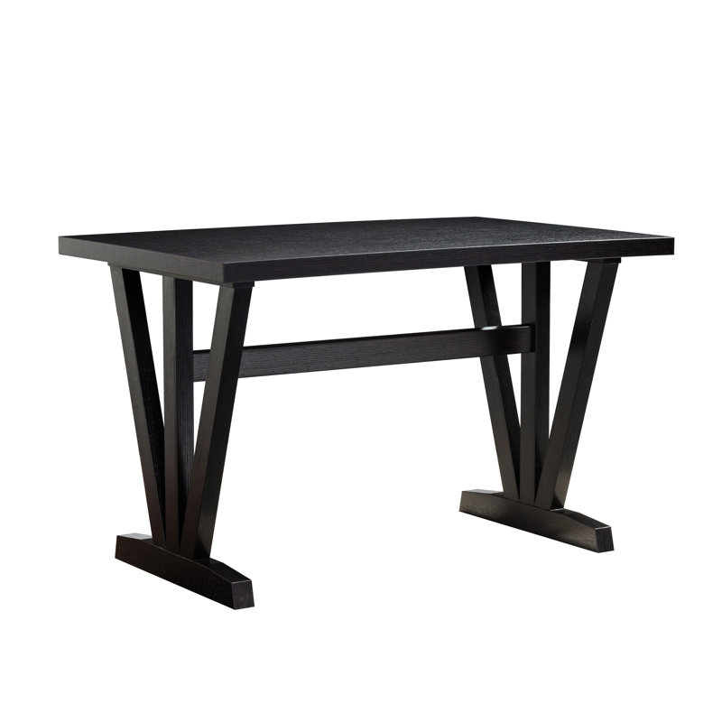 Table de salle à manger rectangulaire foncé, 4 places, entretoise de pieds pour la stabilité, eau 24 heures, 49 lb, 30 po de hauteur