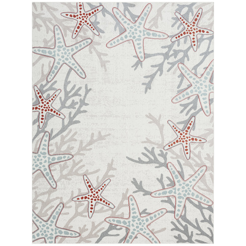 Tapis étoile de mer ivoire, Rectangle 7 pi 10 po x 10 pi 2 po