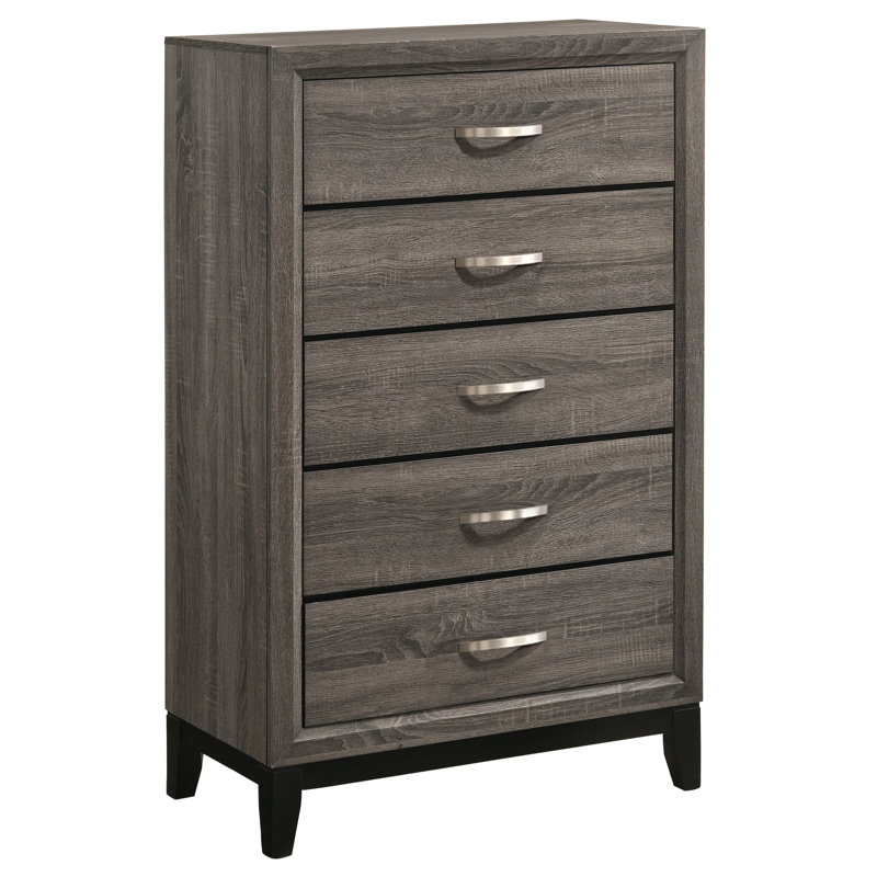 Ayeln 5-drawer Bedroom Chest Grey Oak, Light Gray