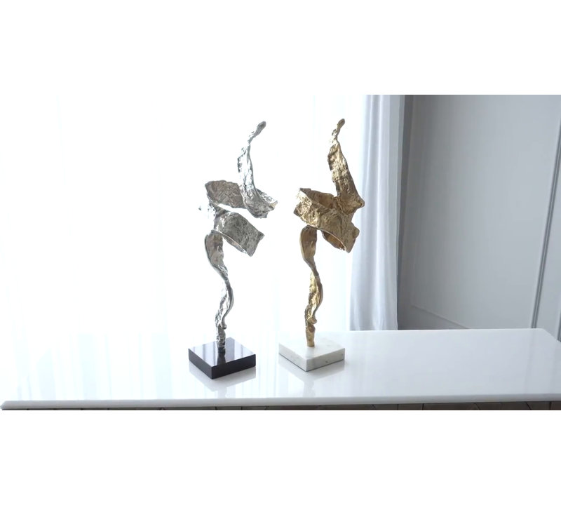 Elegant Nickel-Plated Twist Sculpture with Granite Base