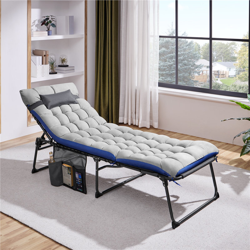 Folding Beach Chair with Cushions, Grey