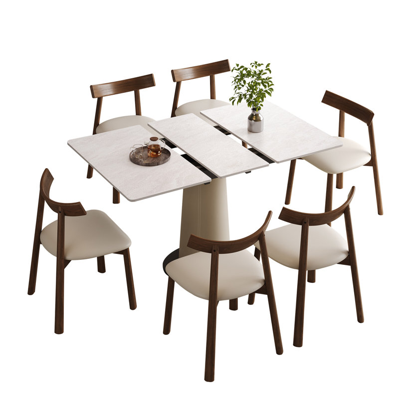 Retractable Rock Slab Dining Table Set