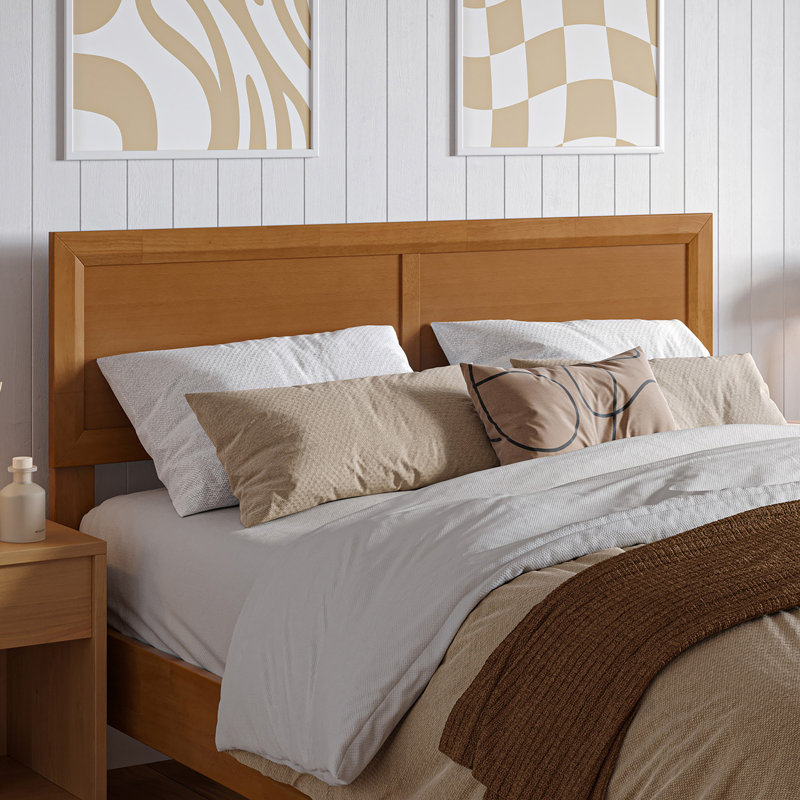 Tête de lit en bois Avaleen, Caramel clair, Double