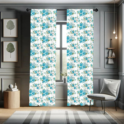 Panneau coulissant floral semi-diaphane avec passe-tringle