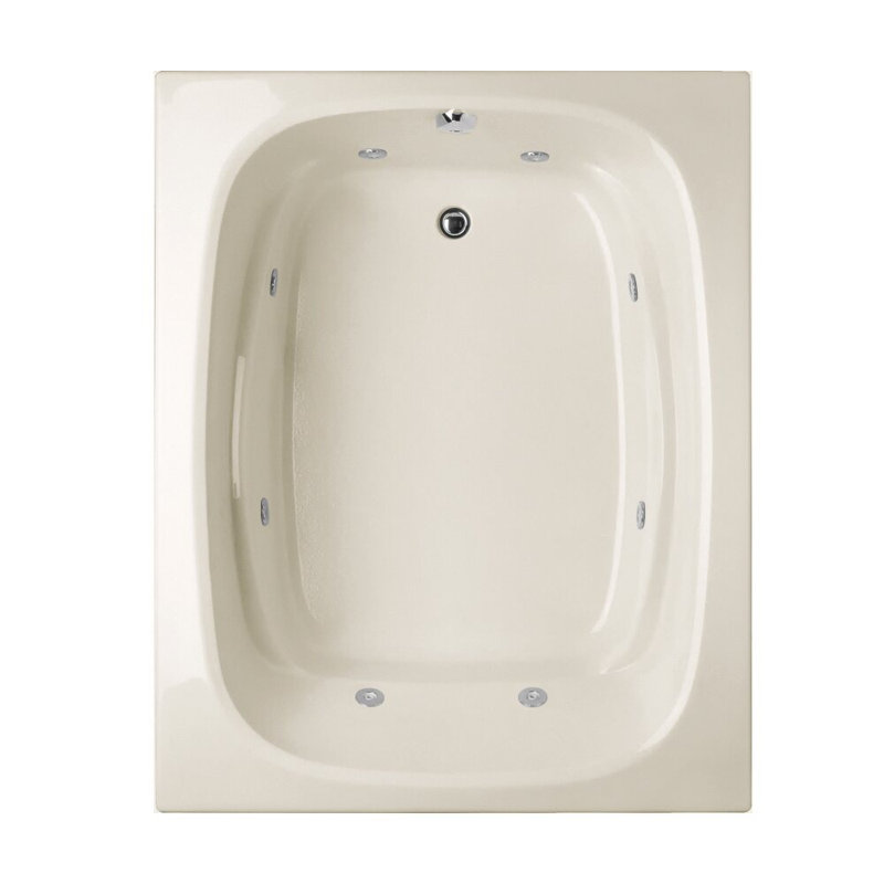 Designer Alexis 60" x 48" Whirlpool Acrylic Bathtub, Biscuit, Satin Nickel