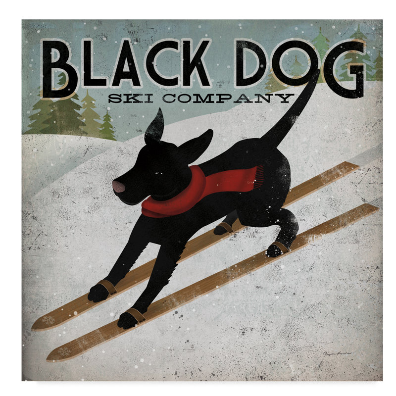 « black dog ski », reproduction d’impression sur toile tendue, H 24 po x l 24 po x P 2 po