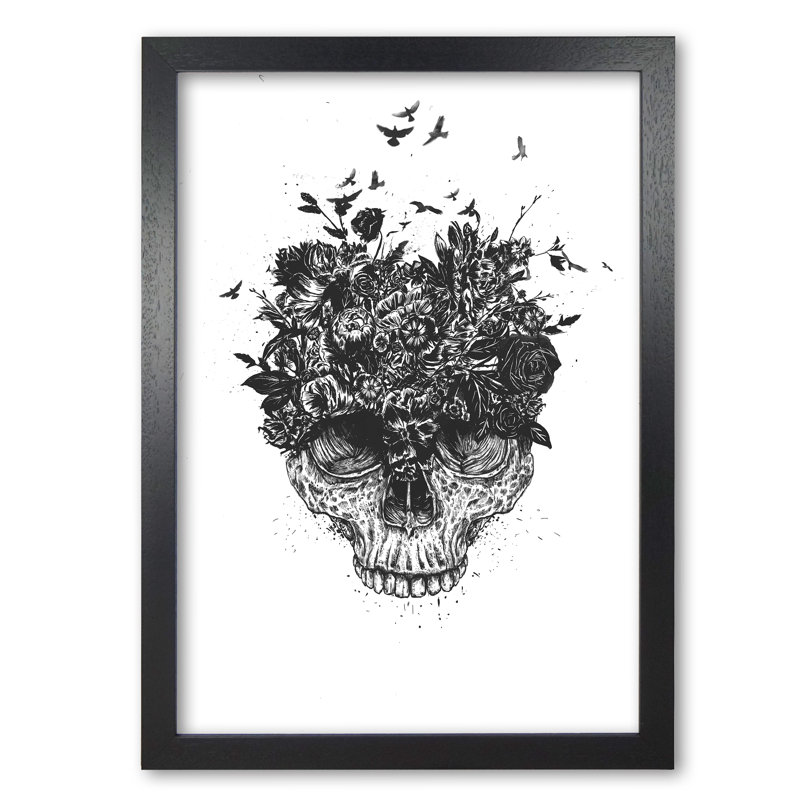 My Head Is A Jungle Skull by Mercedes Lopes Charro - Print, 59.4 cm H x 42 cm W x 5 cm D, Black Grain