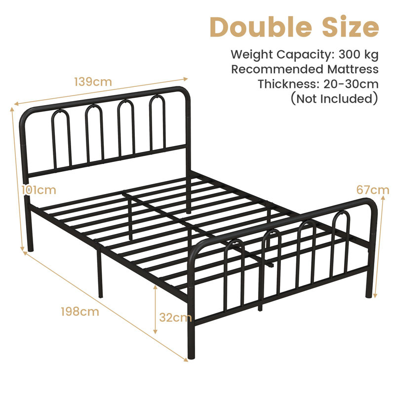 Metal Bed Frame Platform Bed With Headboard, Full / Double