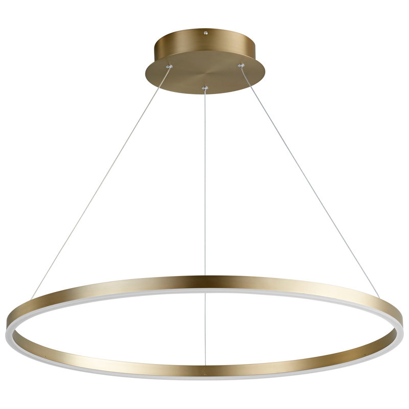 Lustre géométrique unique à 1 lumière Amaru, H 97,25 po x l 31,5 po x P 31,5 po, Laiton vieilli