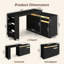 Bureau d'ordinateur en L avec armoire de rangement, tiroir et tablette, bureau à domicile rotatif et convertible avec lumière DEL-1999751869