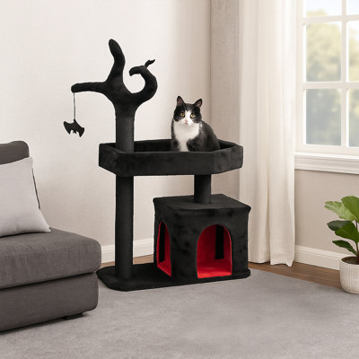 44.5'' Black Red Gothic  Halloween Cat Tree
