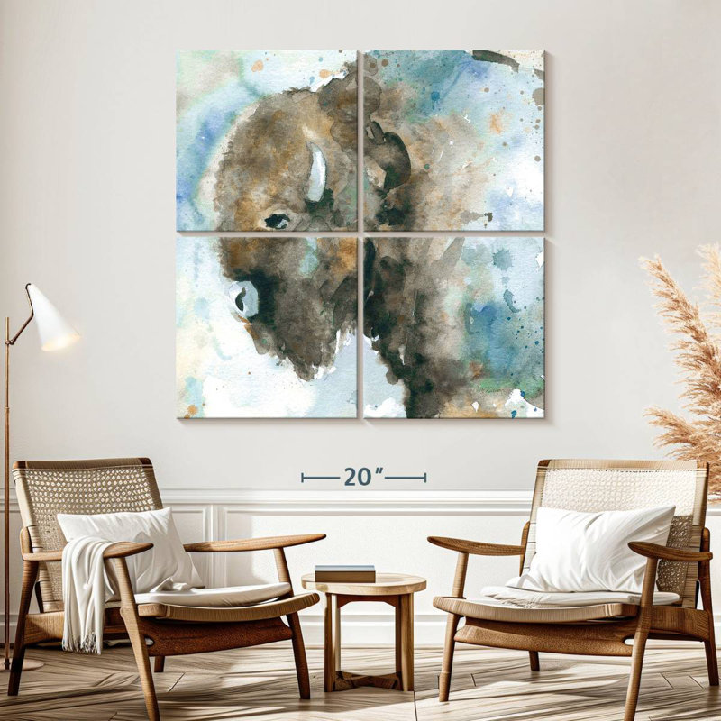 Brampt Buffalo On Blue, 57" H x 57" W
