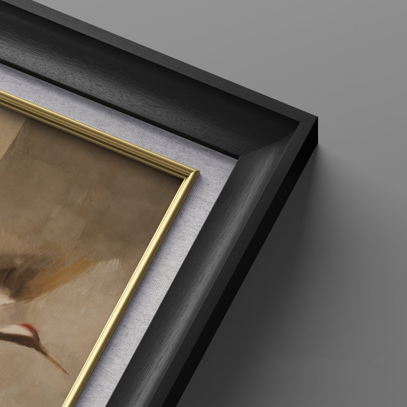 «Graceful Crane in Motion Elegant Neutral Wildlife Expression» - ensemble de 2 reproductions d'art encadrées de qualité supérieure sur papier 26 po x 36 po