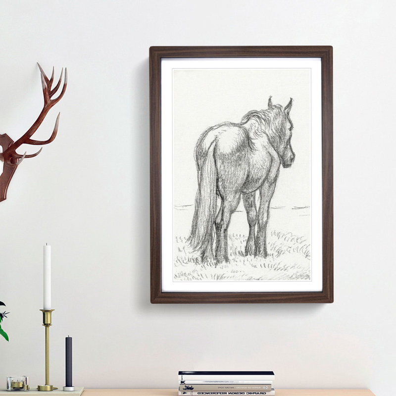 Standing Horse by Jean Bernard - Framed Print, 36cm H x 27cm W x 2cm D, Walnut Framed