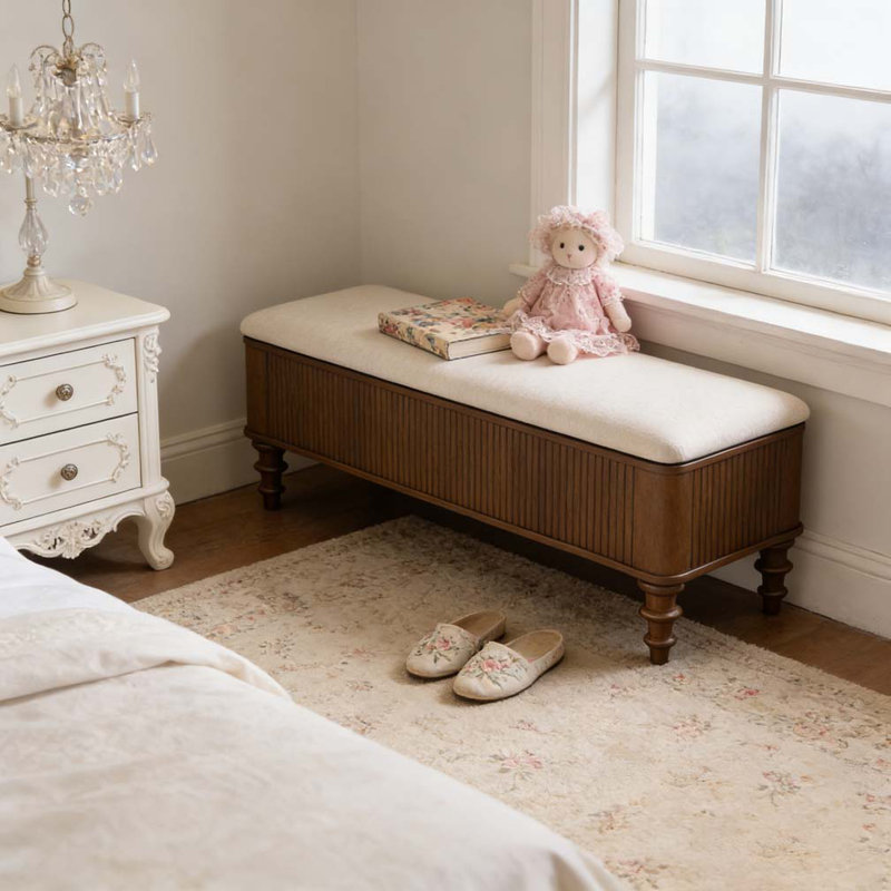 Banc de rangement avec repose-pieds 50,8 pouces, Noyer