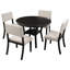5-Piece Kitchen Dining Table Set Round Table With Bottom Shelf, 4 Upholstered Chairs For Dining Room