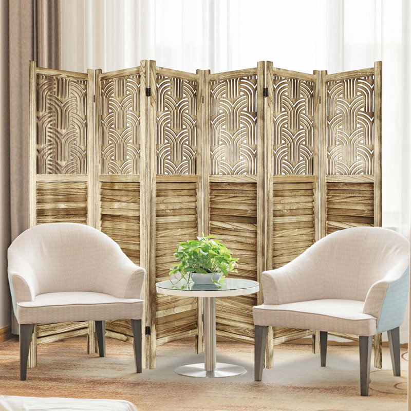 Cloison pliante en bois, 6, H 67 po x l 96 po x P 0,8 po, Brun