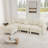 Modern Boucle Upholstered Sofa,3-Seater L-Shaped Sofa Couch With  Movable Ottoman-824678839
