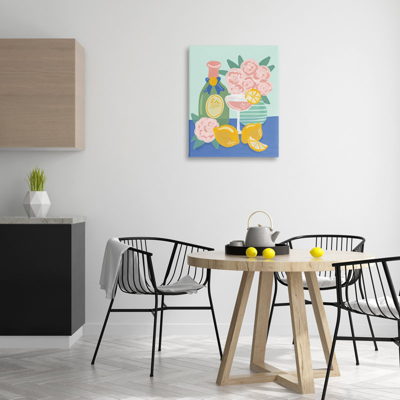 «Lemons & Drinks Still Life», art mural sur toile par Kristina Hultkrantz, H 30 po x l 24 po