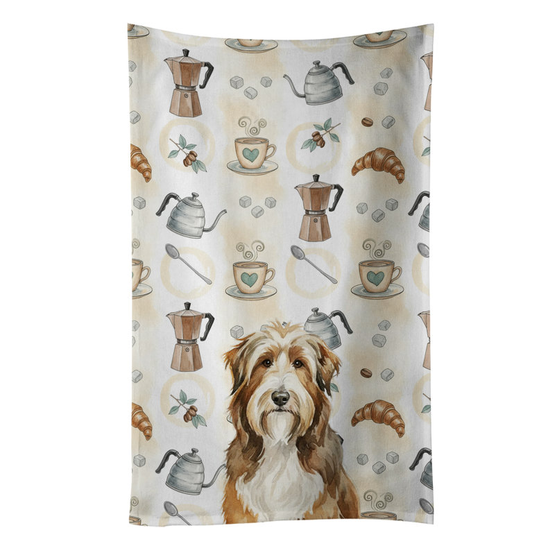 Brown Bearded Collie Coffee Bar Kitchen Towel, Brown Bearded Collie