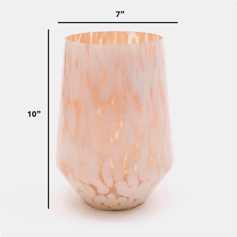 Vase | Vase blanc en verre Hurricane Chic décoration décorative pour la maison | 7 x 10 po, 10' H X 7' W X 7' D