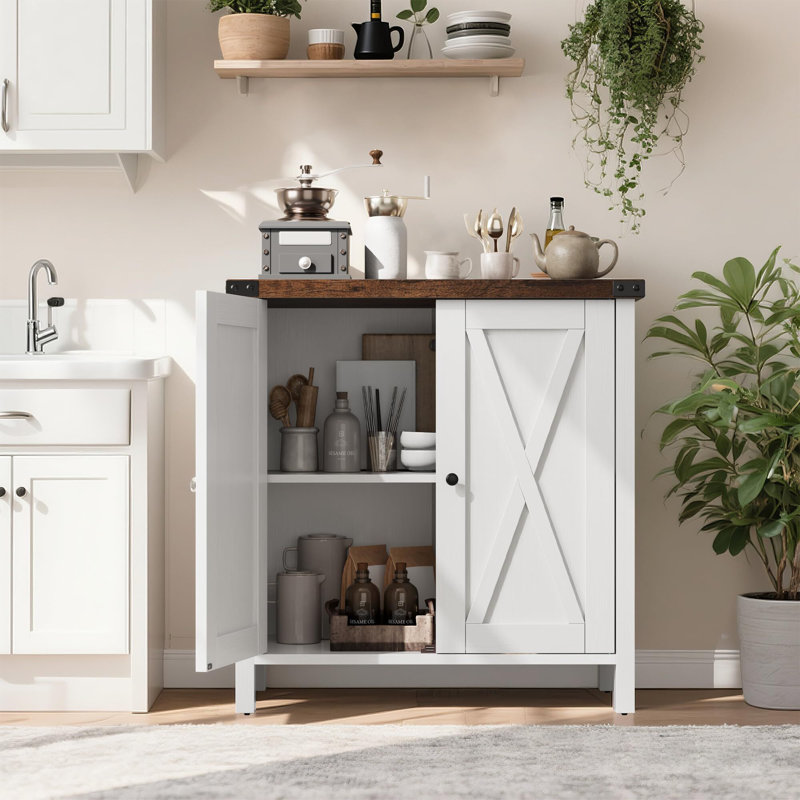 Sideboard Buffet Cabinet, Small Storage Cabinet with Adjustable Shelves and 2 Doors Accent Entryway Console Cupboard for Living Room, Dining Room, Farmhouse Buffet Coffee Bar Storage