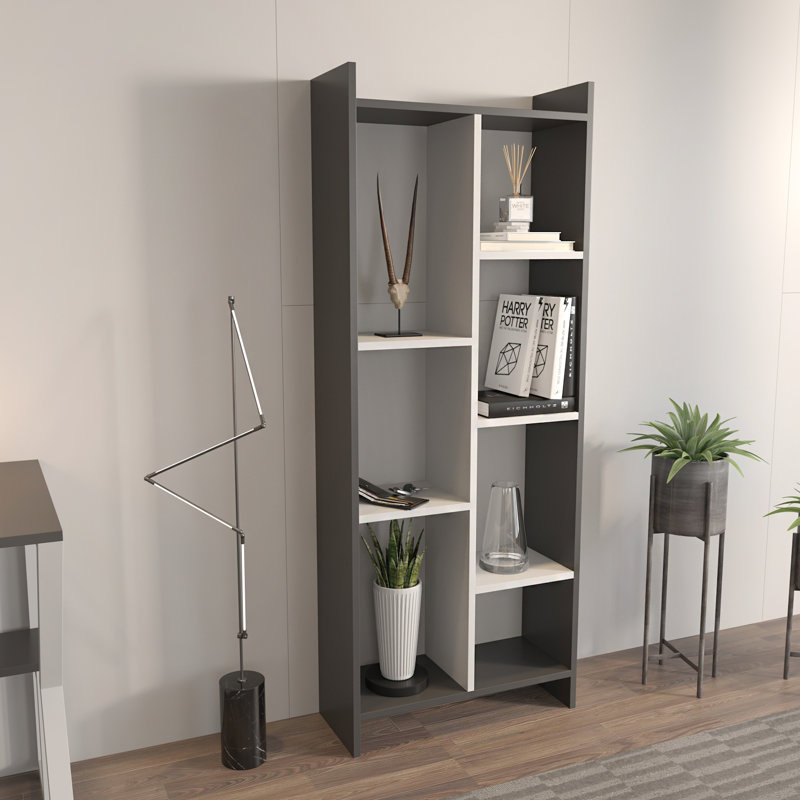 Bibliothèque Leniah, Blanc, Blanc / gris anthracite