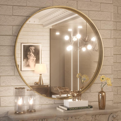 Brushed Gold Round Mirror
