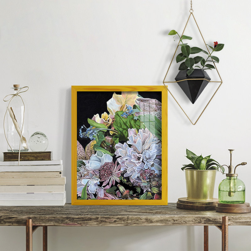 Floral Crop I, encadré sur papier, H 15 po x l 12 po x P 1 po, Jaune